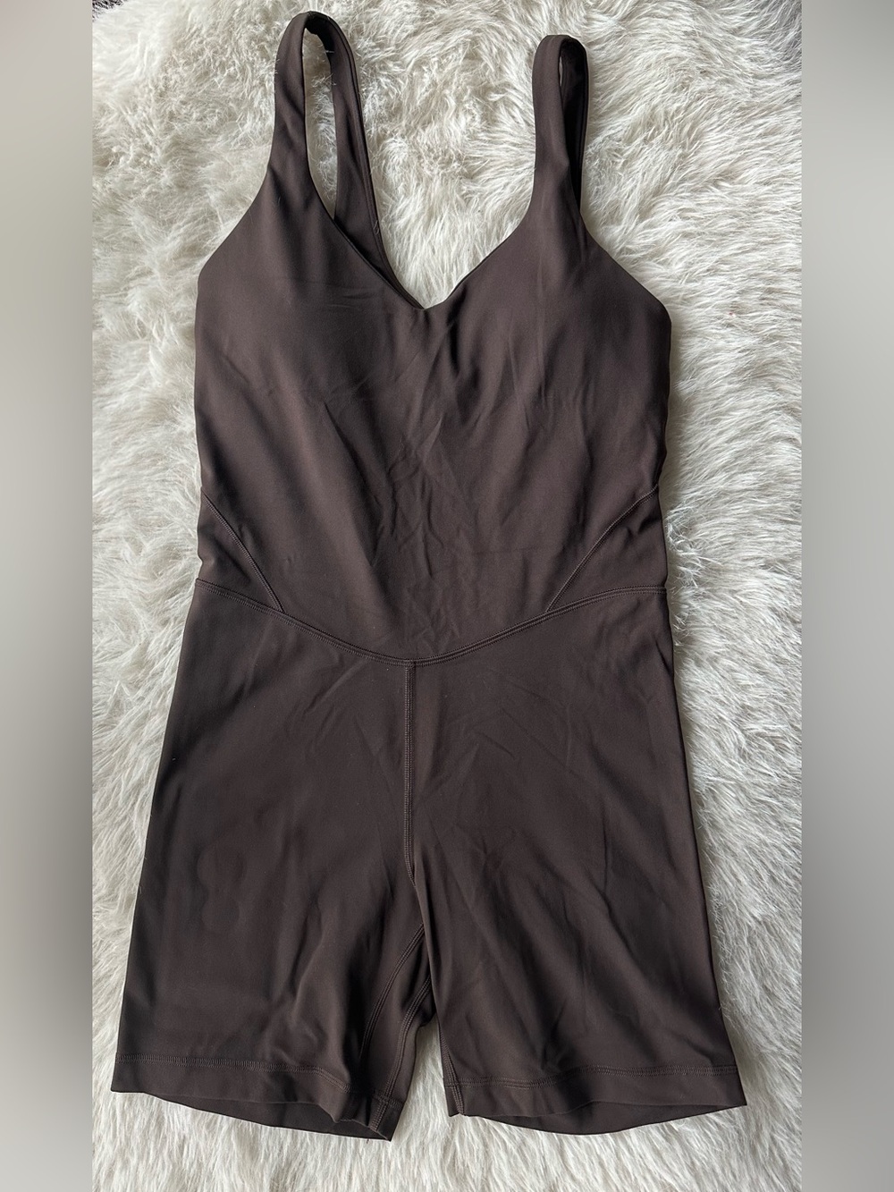 Lululemon Align V neck Sleek Women’s Short Romper Brown 8 padded bra - Picture 5 of 16